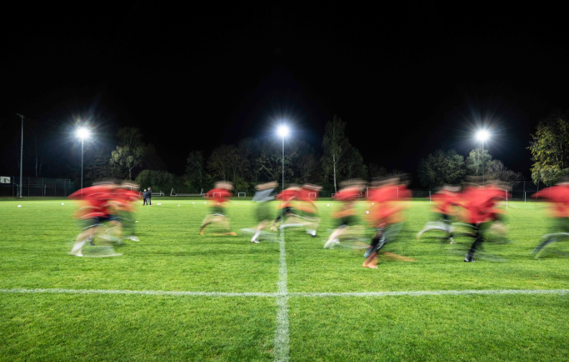 Well-lit sports field